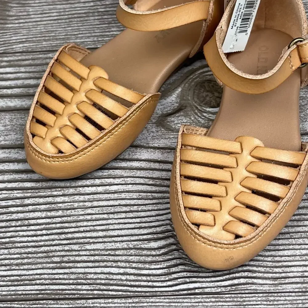 Old Navy  Faux Leather Leather Toddler Girl Ankle-Strap Hurrache Flats Sz 6